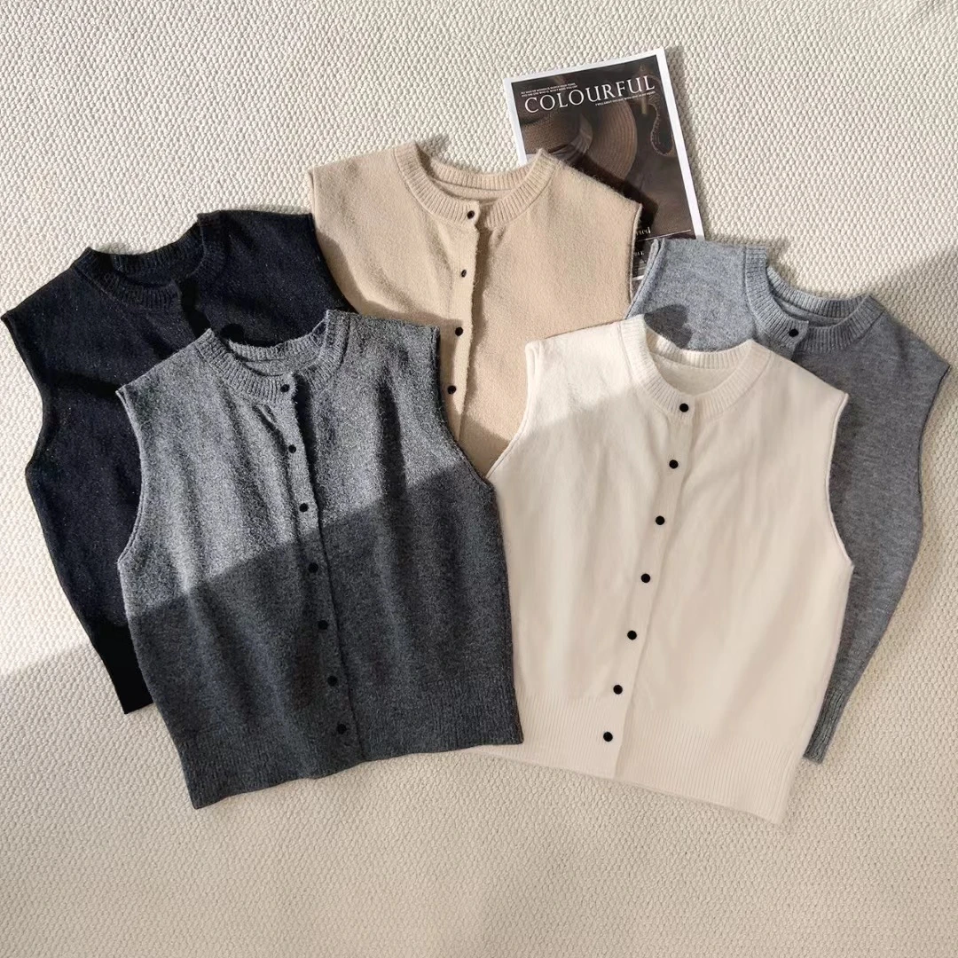 QC 242312 单排扣简约马甲休闲时尚韩系上衣