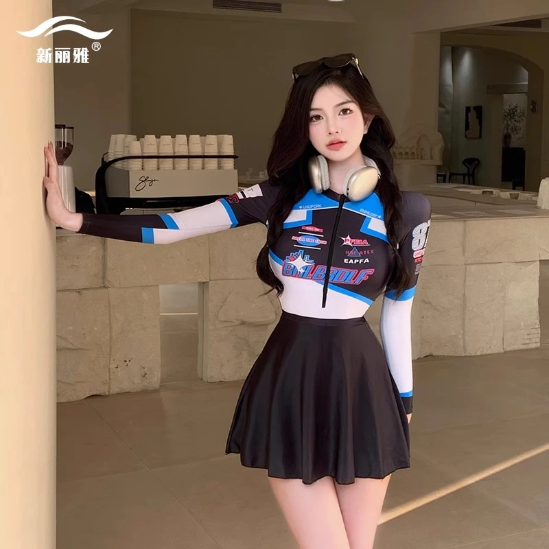 14086泳衣女2025年新款连体女士爆款微胖女孩遮肉大码长袖游泳衣