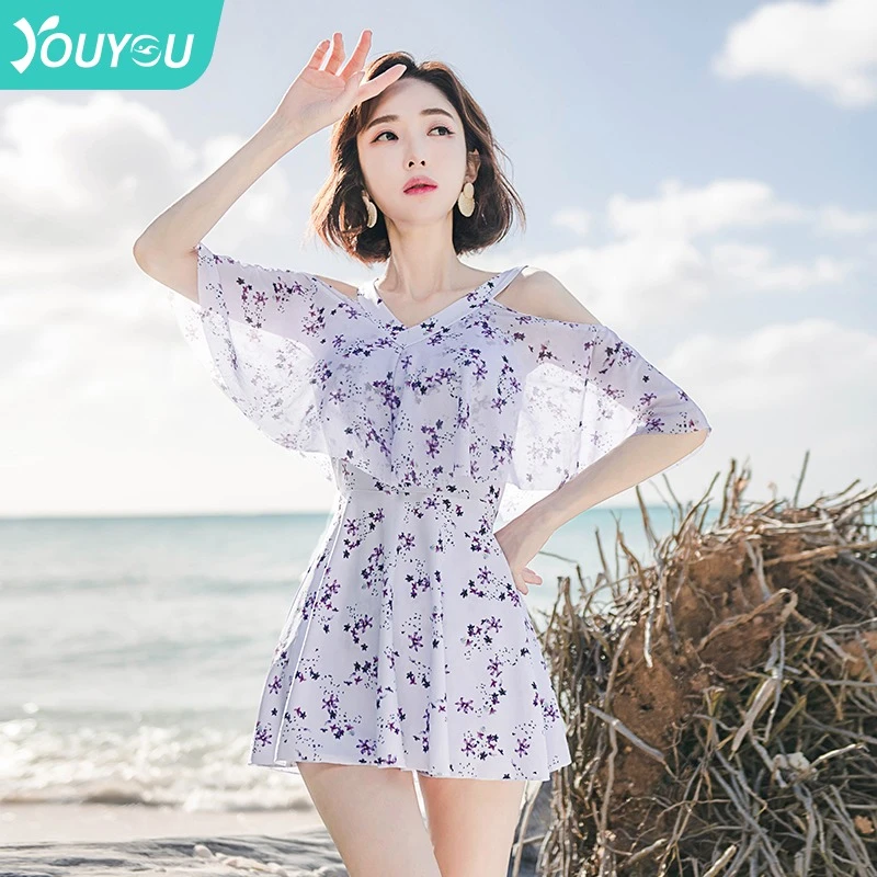 佑游13079泳衣女连体时尚保守裙式大码遮肚遮肉显瘦2025新款泳装