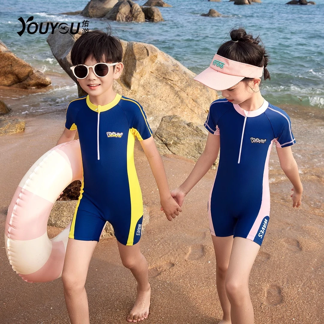 35077儿童泳衣2025新款防晒连体游泳衣中大童专业速干训练泳装