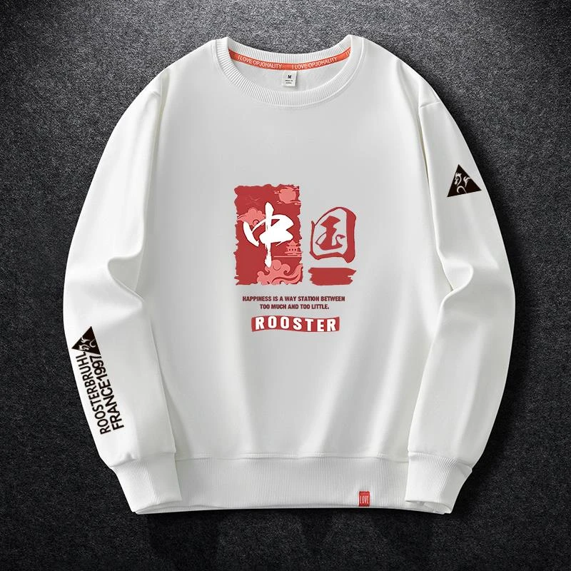 法国公鸡卫衣男秋冬款国潮中国风宽松大码套头长袖圆领上衣外套