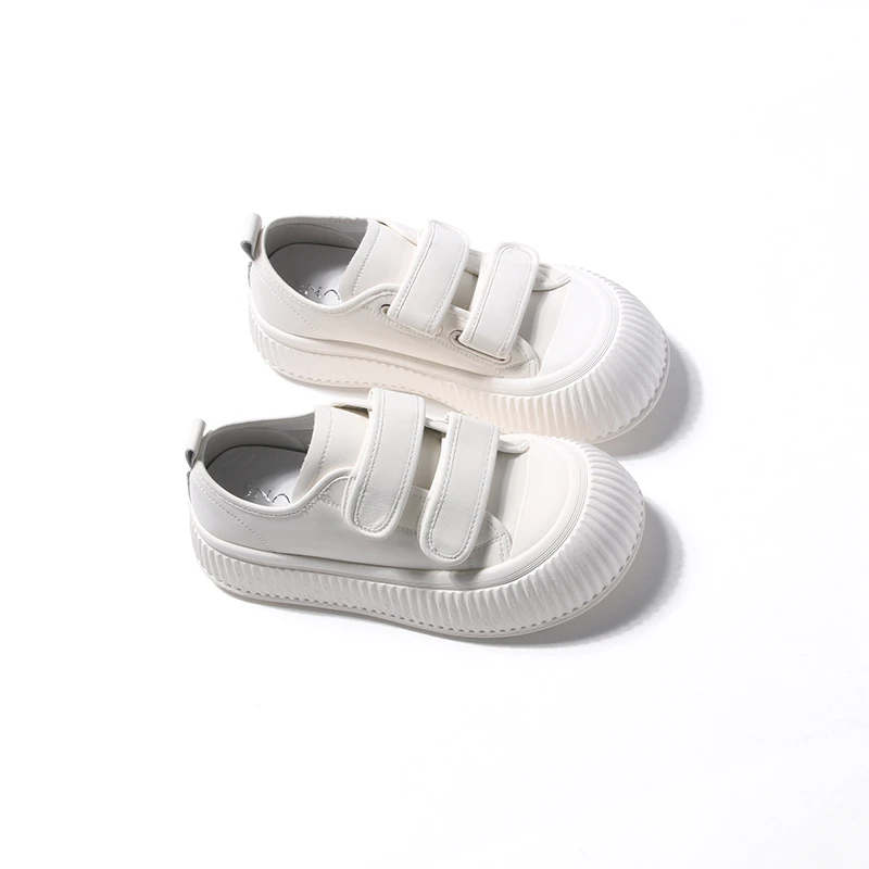 魔术贴厚底小白鞋女轻便柔软百搭小香风真皮休闲板鞋踩屎感567-1