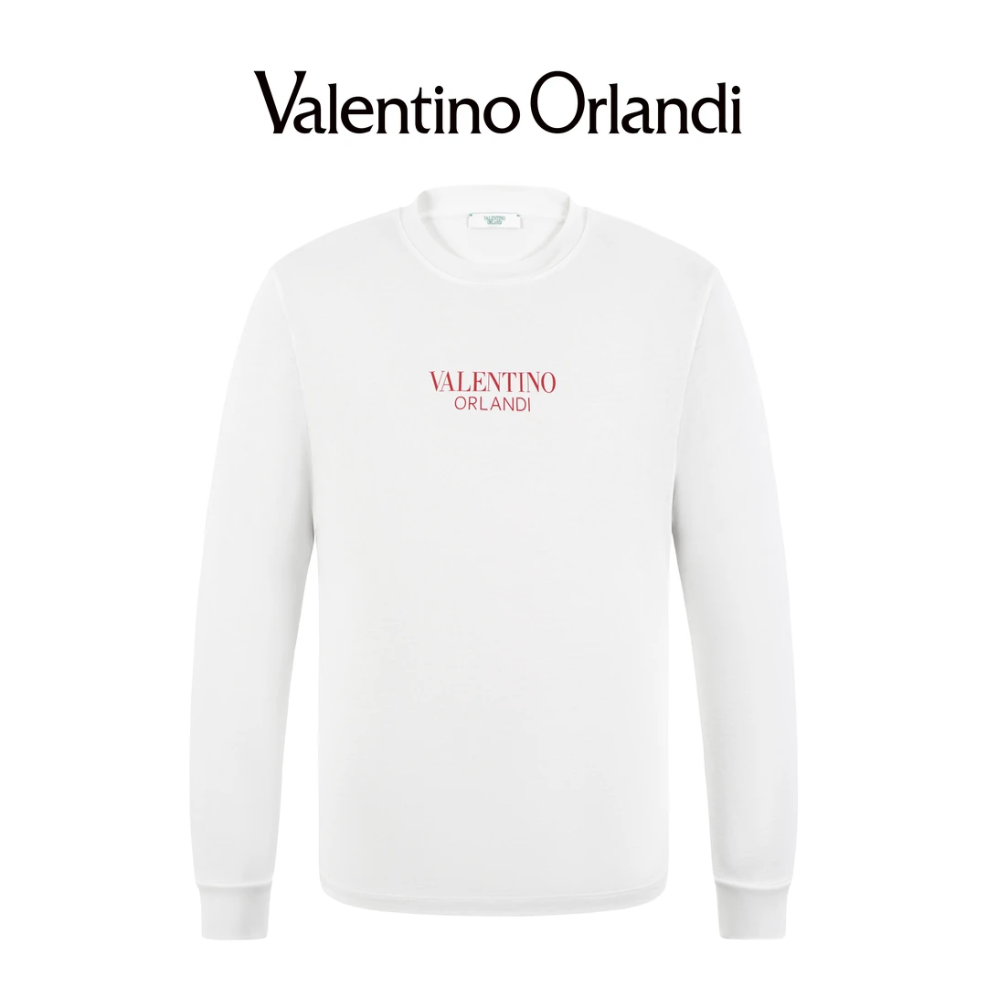 Valentino orlandi男士秋冬B版时尚百搭撞色印花大标圆领长袖T恤