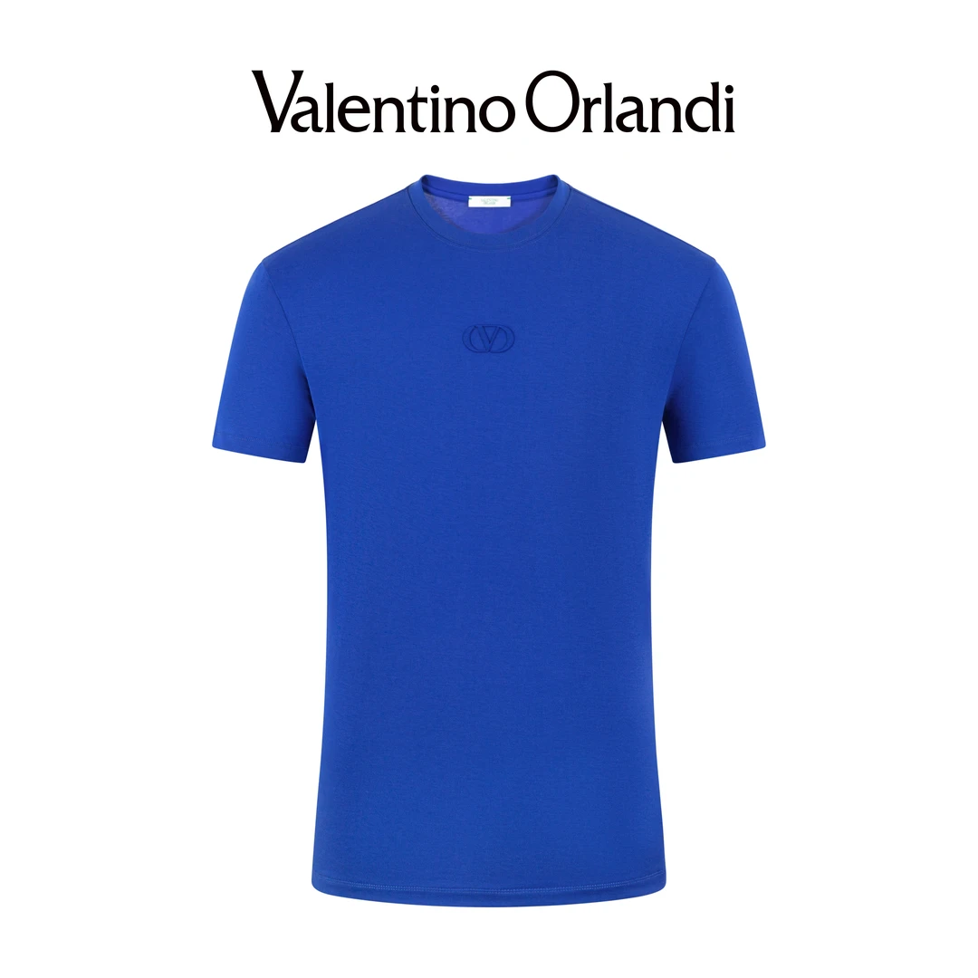 Valentino orlandi男士夏季时尚百搭净版胸前钢印小标logoT恤短袖