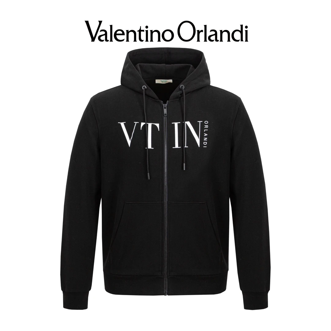 Valentino orlandi男士春秋A版时尚百搭撞色字母印花连帽卫衣外套