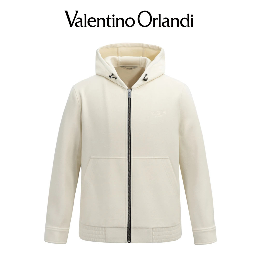 Valentino orlandi男士秋冬B版字母刺绣小标撞色logo绵羊毛外套