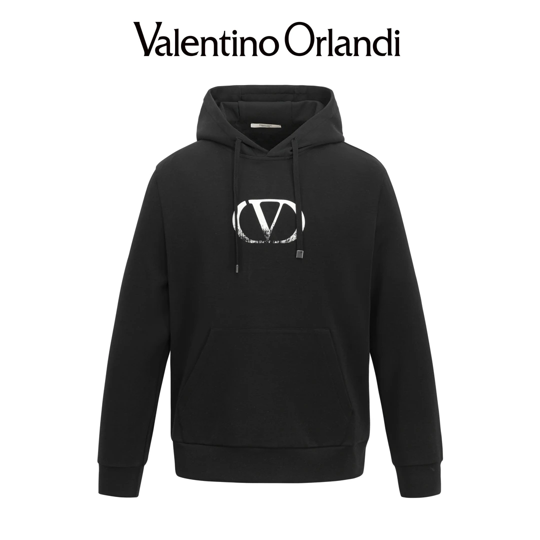 Valentino orlandi男士秋冬B版时尚百搭印花logo加绒连帽卫衣