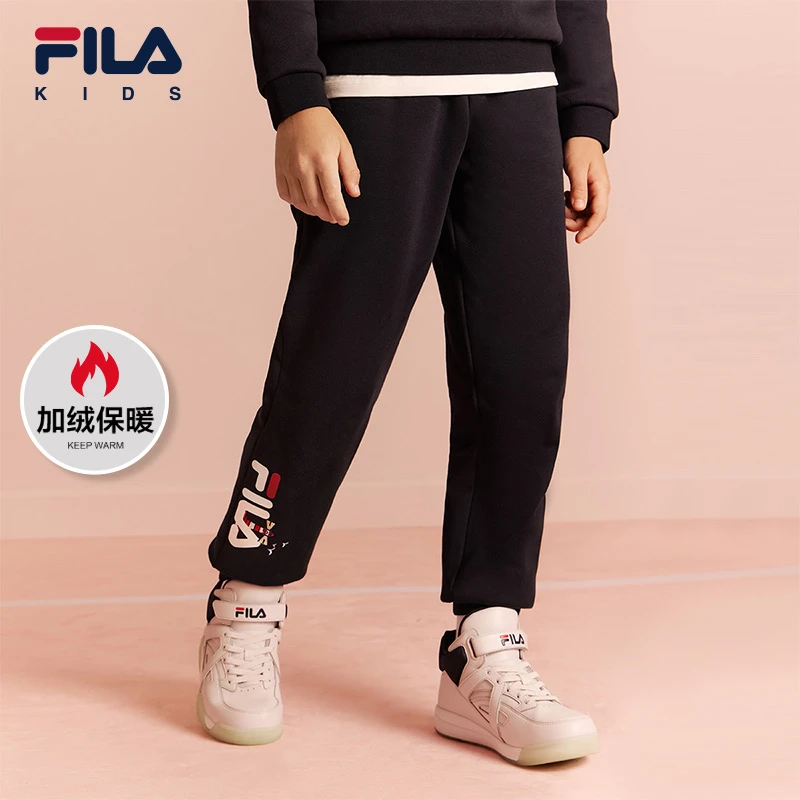 【斐乐儿童】秋季新款针织休闲长裤加绒运动裤秋冬保暖K11B341606