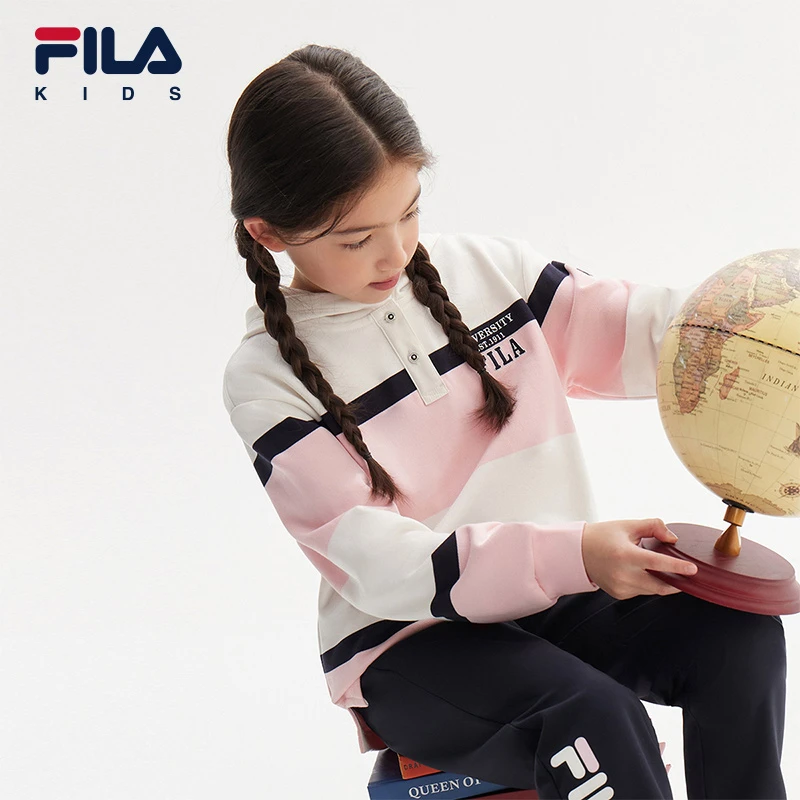 FILA童装【斐乐儿童】女童春秋时尚百搭拼接撞色连帽卫衣K12G331201