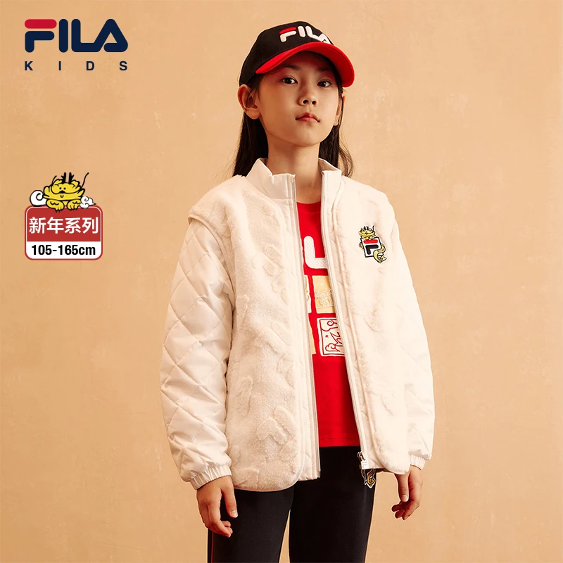 FILA龘龘龙年限定春季女中大童运动休闲时尚棉服K12G414905女童