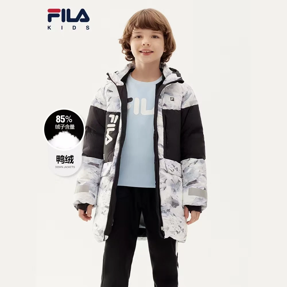 斐乐保暖童装秋冬冬新款极寒男女滑雪服中长款厚羽绒K12B243907F