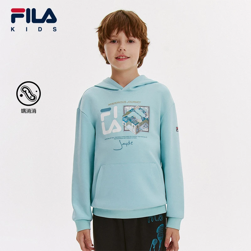 【斐乐儿童】2024年秋季新款中大童长袖时尚印花连帽卫衣K12B432206