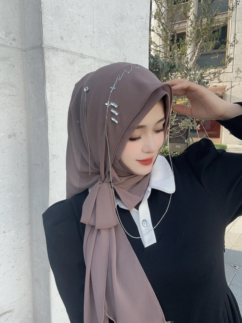 【韩冰福利】新款重工（项链三角巾）套头纱巾简约大气高级气质纱巾