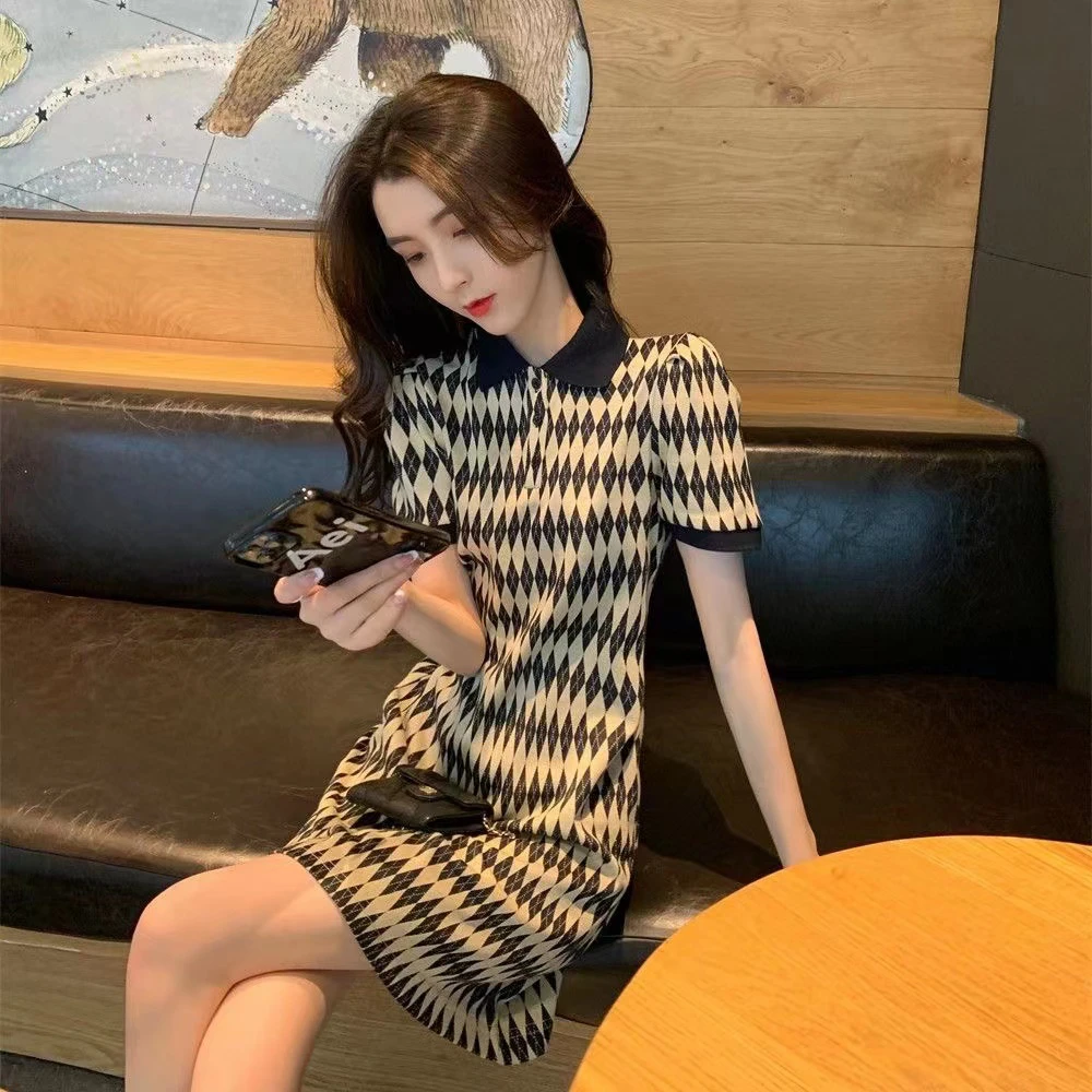 【粉丝专享】夏季女短袖连衣裙polo领宽松显瘦修身气质包臀裙614