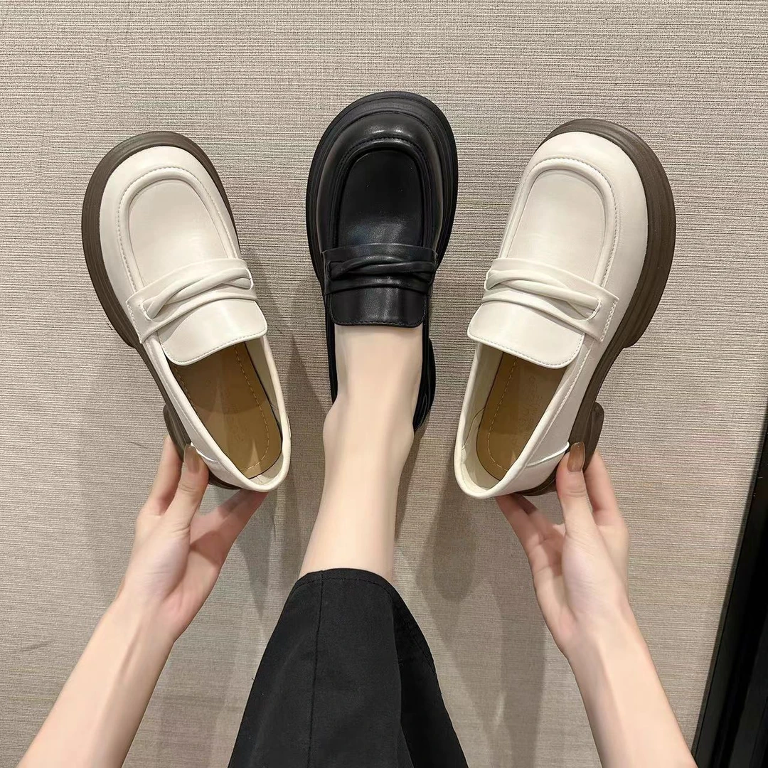 D125英伦风乐福鞋女2024新款百搭厚底乐福鞋