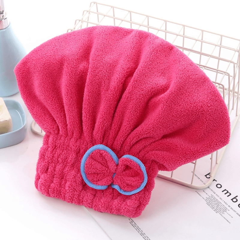 高密珊瑚绒干发帽 蝴蝶结珊瑚绒公主帽 加密长绒浴帽 柔软吸水帽