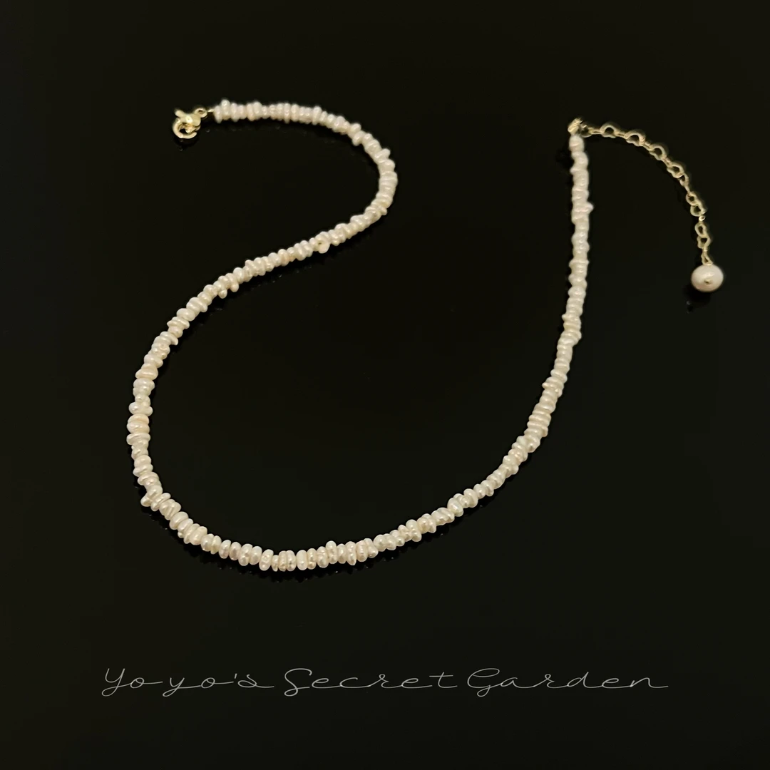 铜合金仿珍珠项链 极细不规则米粒珠珠锁骨链时尚气质轻奢