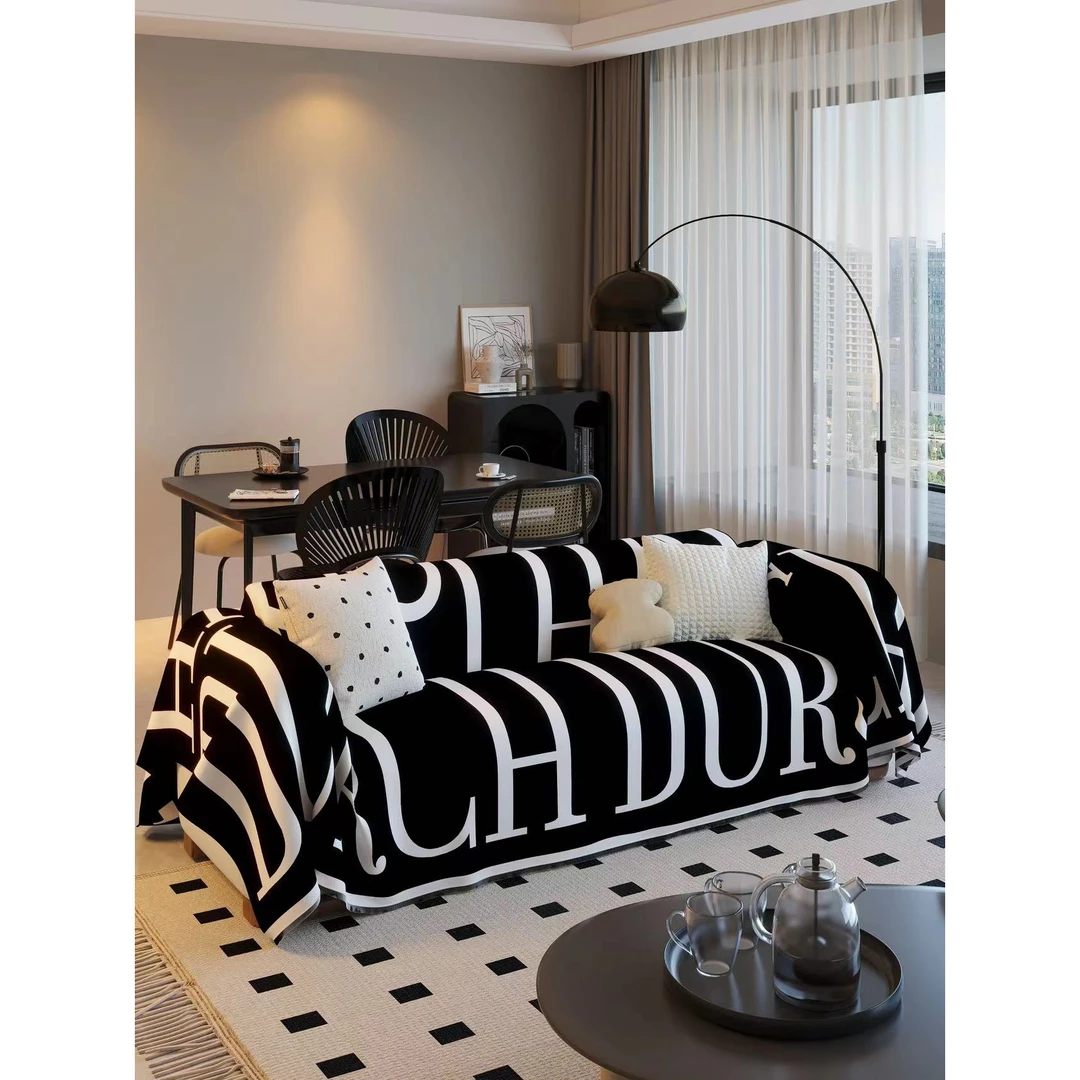 趣味字母防滑防尘现代简约沙发巾全盖沙发盖布沙发巾全盖布