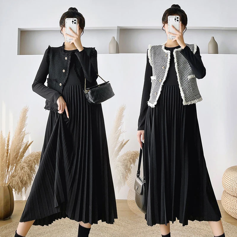 【颜若兮】孕妇春秋装连衣裙宽松小香风时尚洋气显瘦秋季