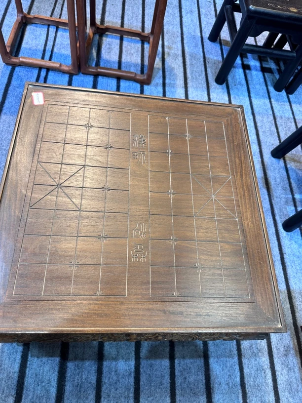 花梨木满雕刻棋盘桌方桌