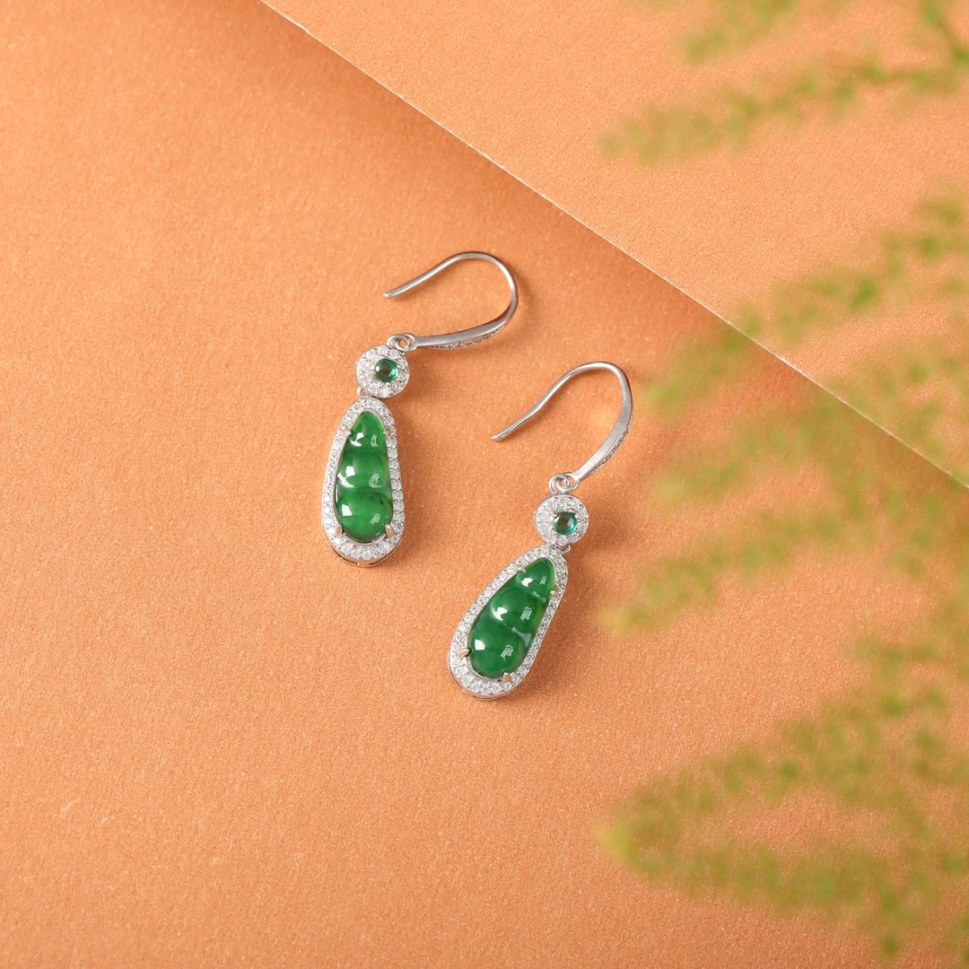 天然A货翡翠豆子耳环精致耳饰多样性发货发一对6