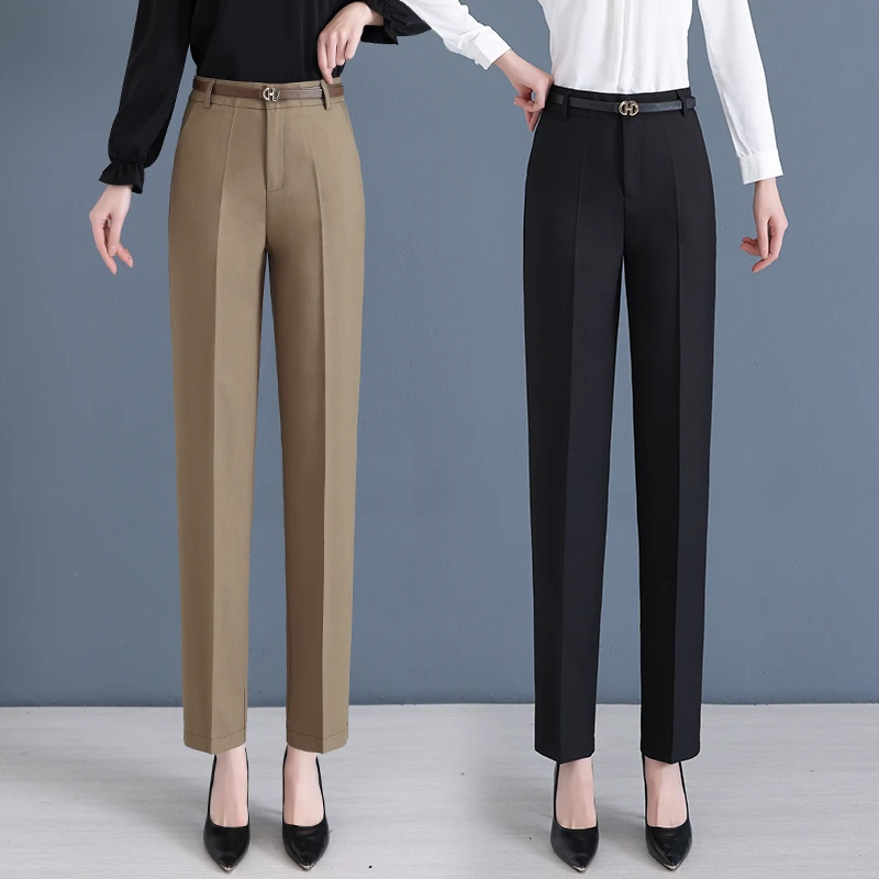 高贵上档次女裤春秋新款垂感百搭小脚显瘦高腰休闲宽松九分哈伦裤