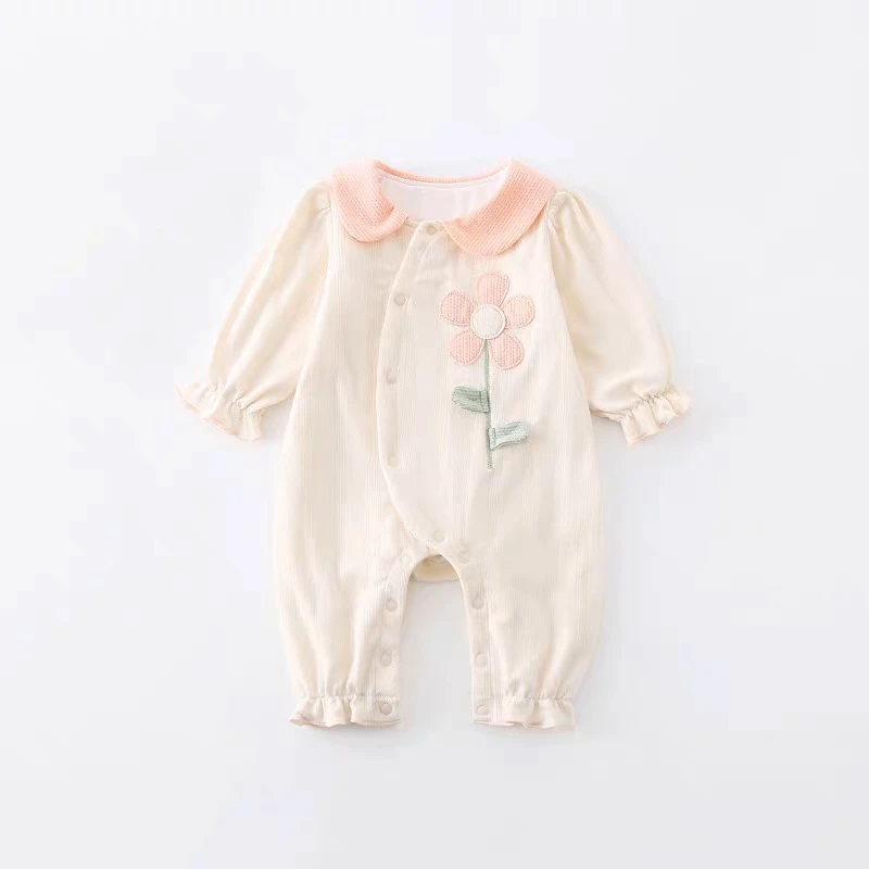 婴儿衣服春秋2025新款超萌可爱女宝宝秋季双层长袖外出哈衣爬服