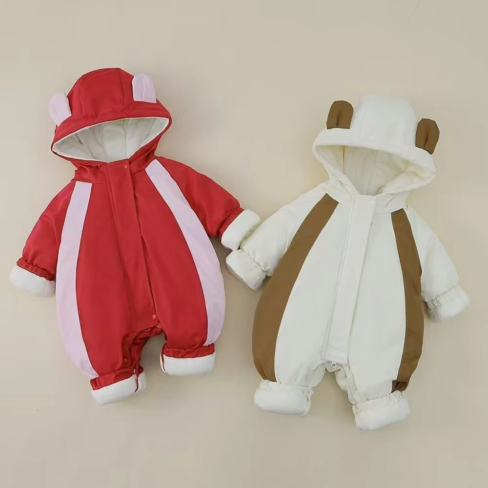 冬季婴儿加绒加棉男女宝宝连体衣保暖冲锋衣三合一防风防水外出服