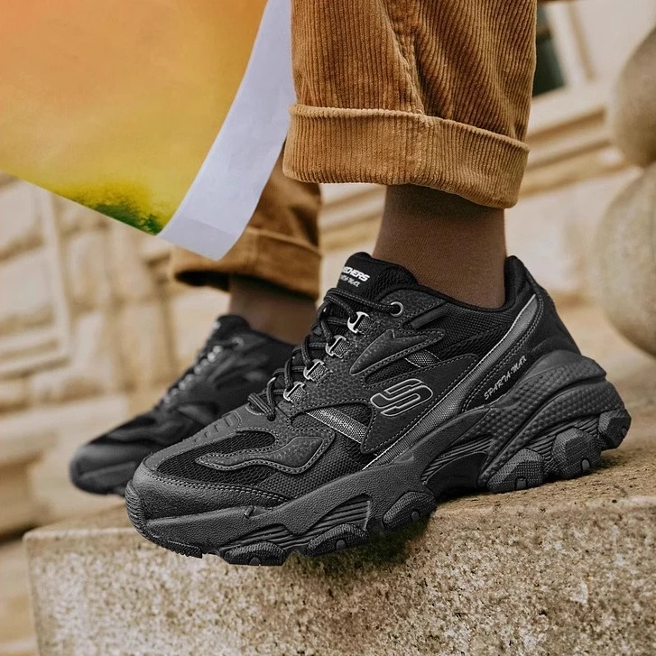 斯凯奇牛皮复古男鞋加厚厚底增高舒适户外鞋美式运动老爹鞋237121