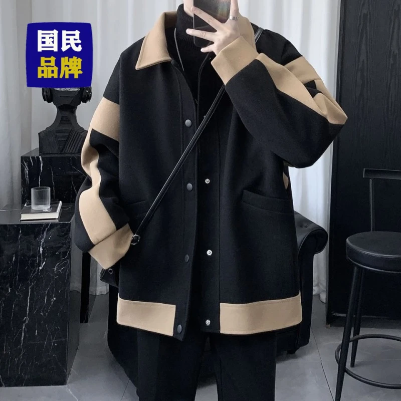 【小扬哥推荐】潮流百搭夹克男秋冬装新款韩版宽松加厚毛呢大衣男