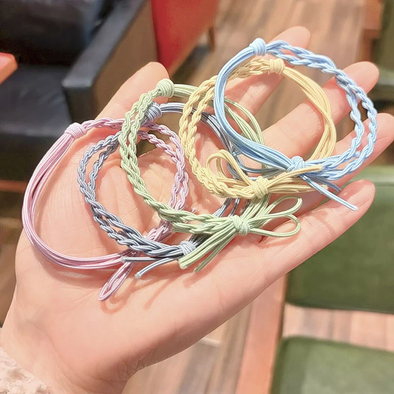 婉之恋 非金属发饰 马卡龙色手工编织头绳发圈简约清新高弹力发绳