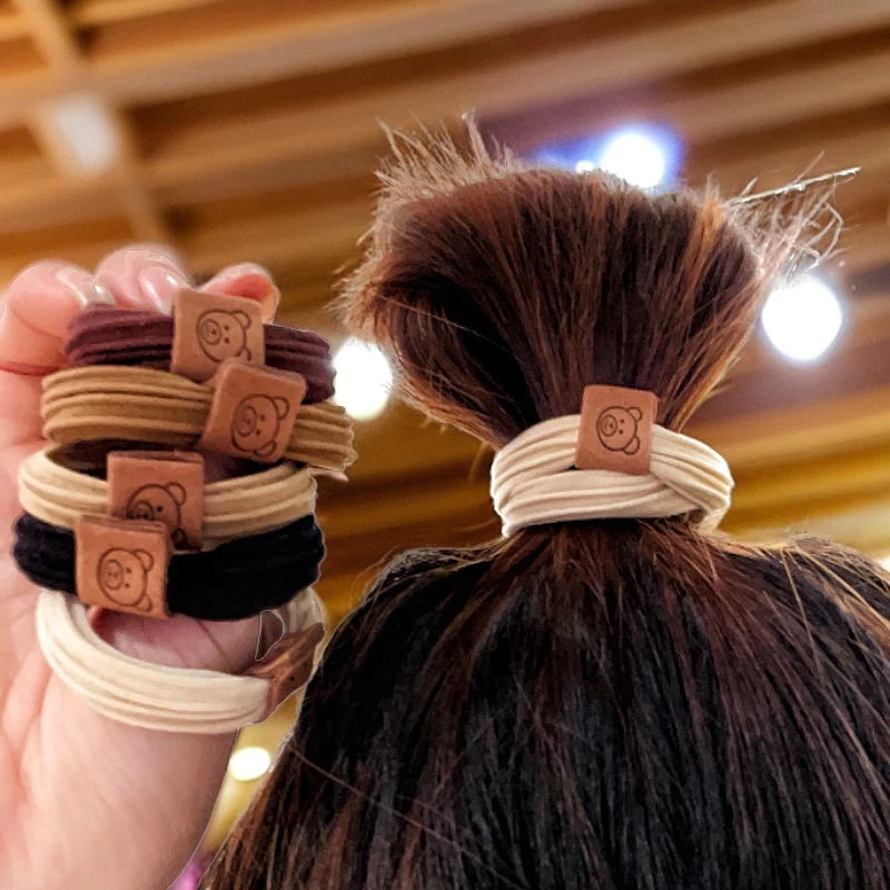婉之恋简约高弹力小熊头绳成人皮筋无接缝耐用百搭扎高马尾头发绳
