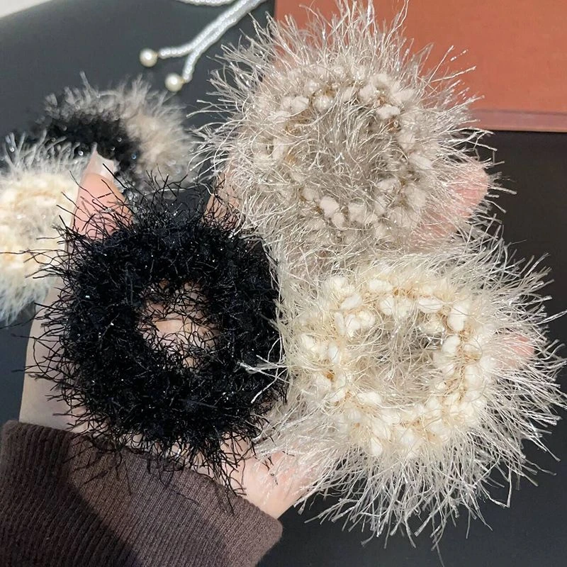 婉之恋秋冬新款毛绒蓬松发圈马尾扎头绳高弹力耐用超仙丸子头发绳
