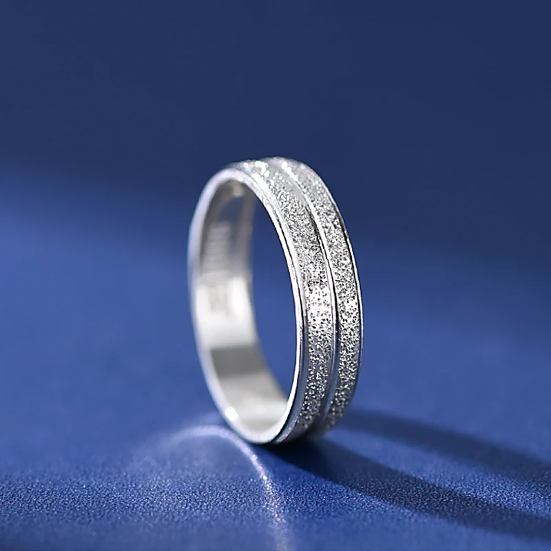 罗泰老银匠 足银戒指 999纯银素圈戒指男女时尚情侣对戒一对指环