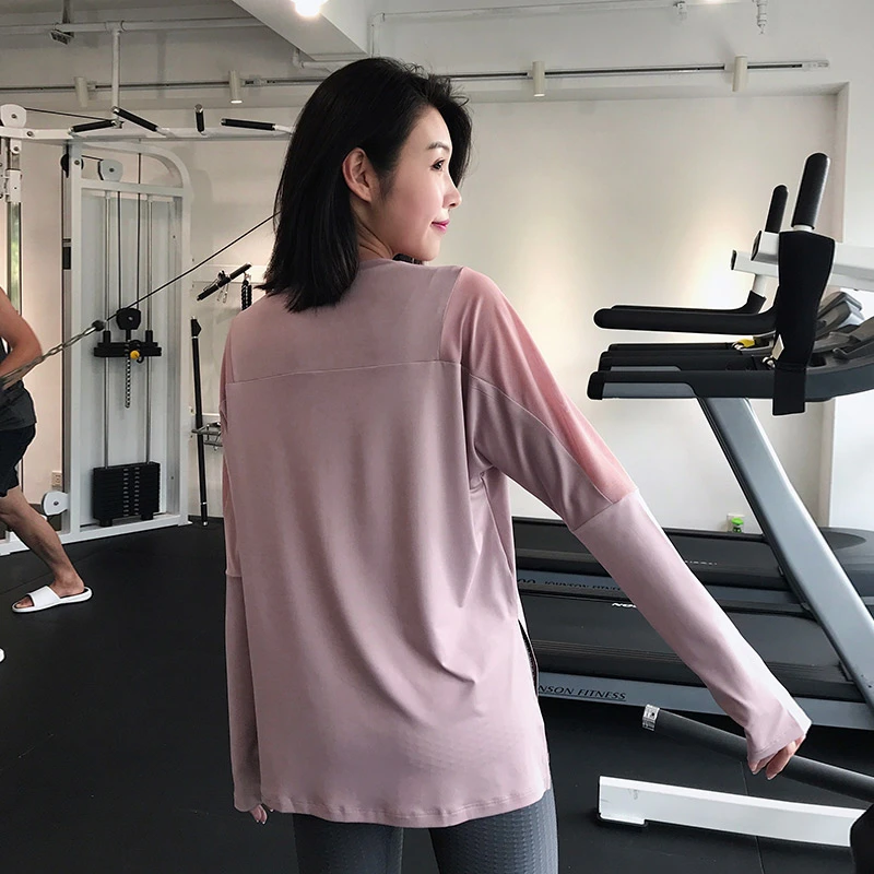 瑜伽服长袖运动上衣女紧身速干宽松跑步训练服健身T恤秋冬季套装