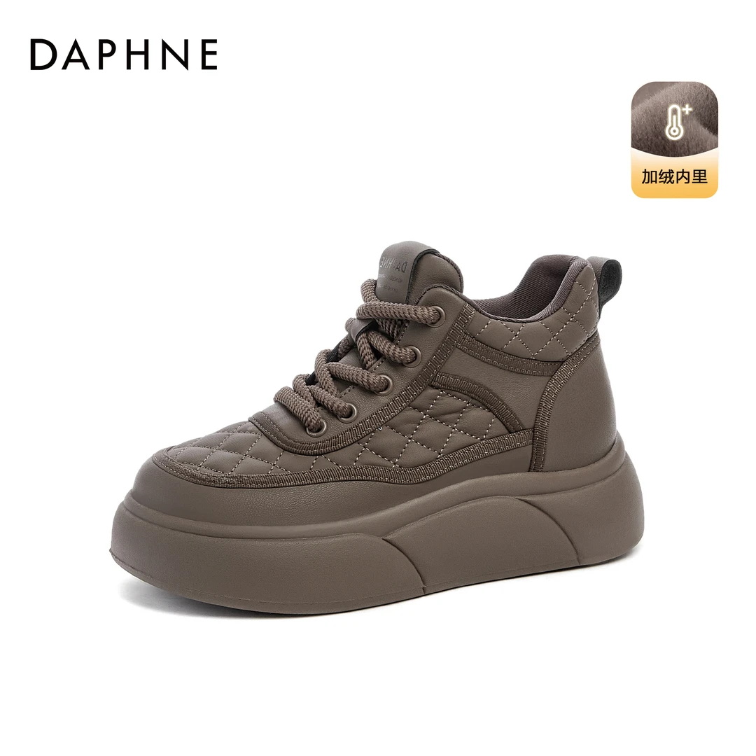 Daphne/达芙妮秋冬新款厚底加绒低帮单鞋女时尚百搭运动休闲鞋
