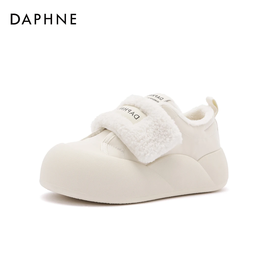 Daphne/达芙妮品牌女鞋新款冬休闲时尚百搭厚底加绒系带女鞋X