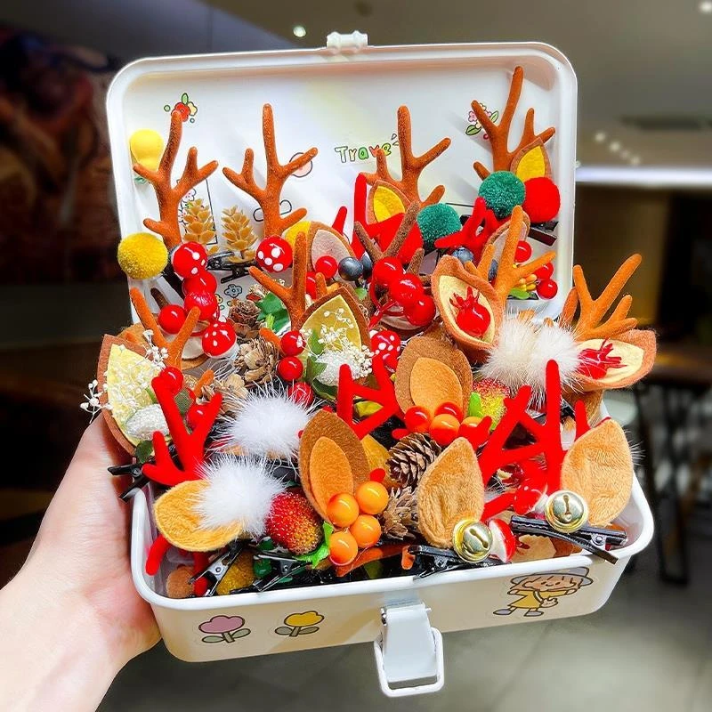 【9.9元4对】圣诞节发饰女小鹿头饰森系 可爱麋鹿角发夹