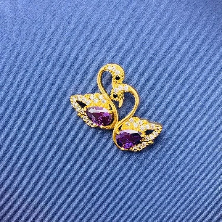 紫水晶双天鹅吊坠（多样性发一件）DZ-1262
