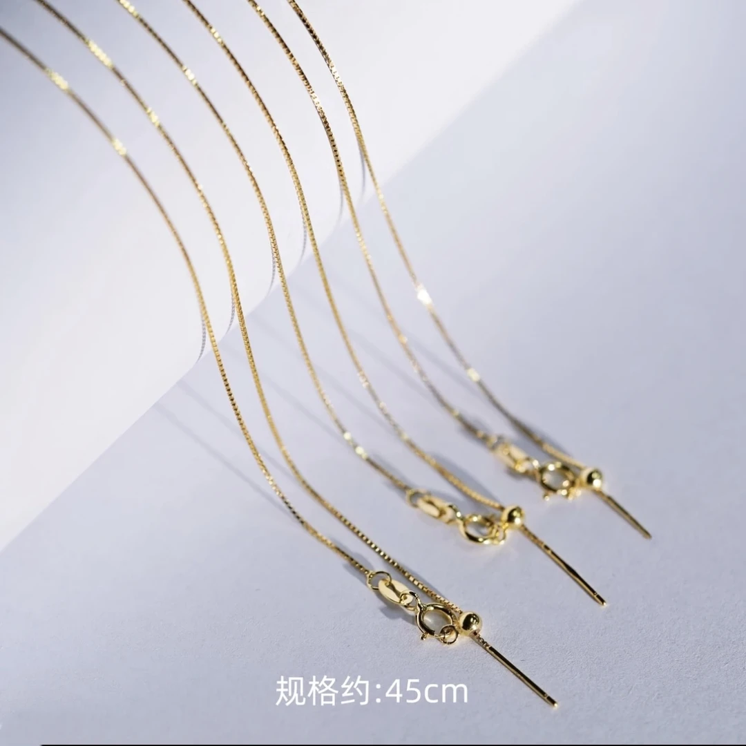 链子925银 针式万能链裸链女细款盒仔链可抽拉调节X-1