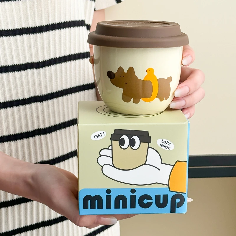 新款可爱带盖咖啡杯办公室家用小杯创意情侣陶瓷随手杯女生马克杯
