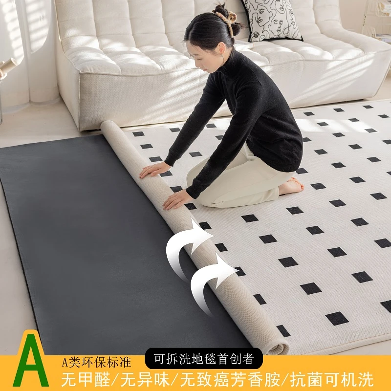 双层可拆洗地毯客厅卧室可机洗家用免打理2024新款地垫环保无甲醛