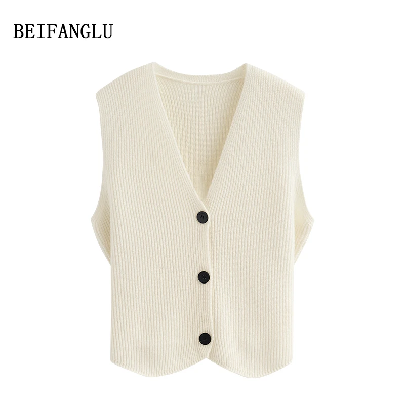 北方鹿 叠搭老钱风#早秋百搭纯色坑条V领单排扣羊毛针织马甲6196