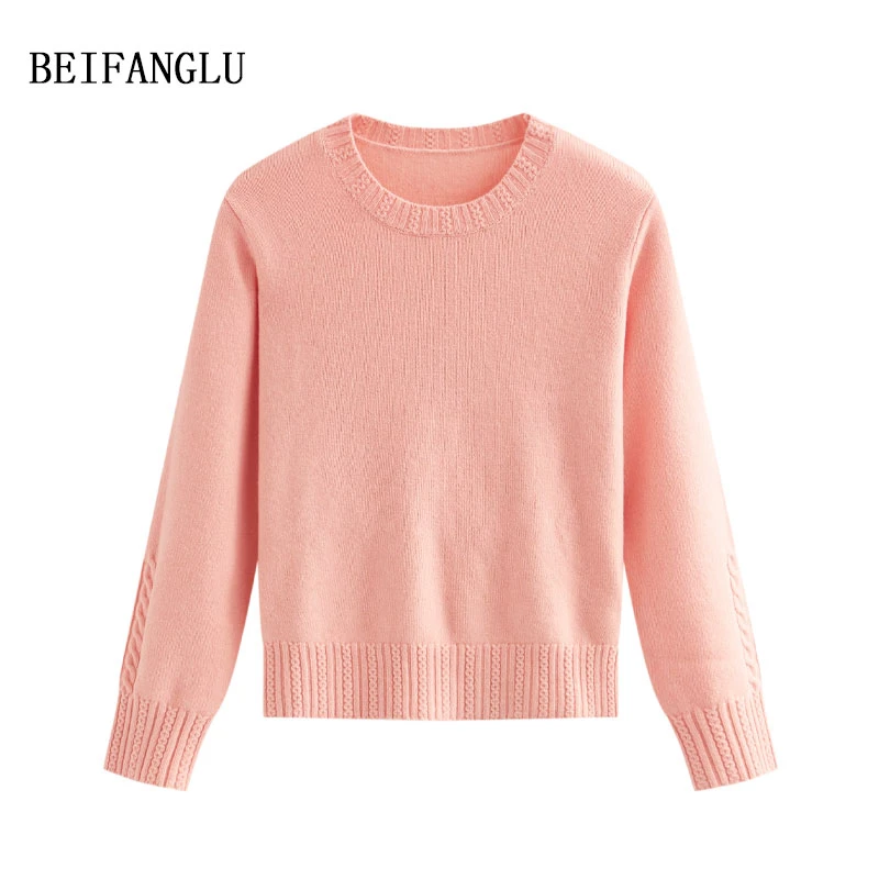 北方鹿 秋冬新款时尚洋气气质圆领套头长袖羊毛针织衫1010