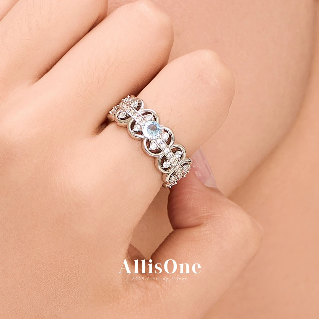 苿默 925银合成锆石戒指 |蓝色眼泪戒指小众高级感轻奢百搭女