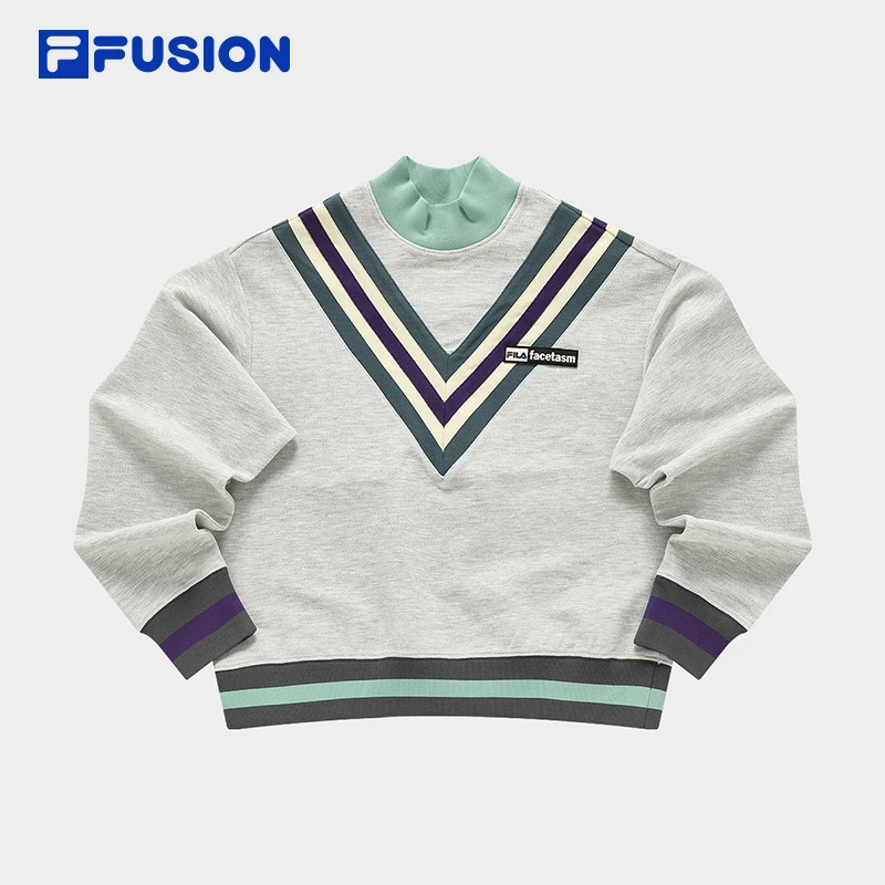 FILA/斐乐女装针织运动卫衣秋季款时尚休闲立领上衣舒适撞色长袖