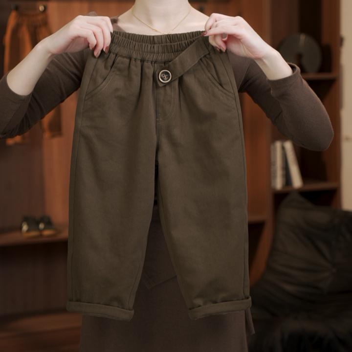【右名】儿童纯棉长裤中性款加绒加厚冬款 简约百搭裤子洋气纯色