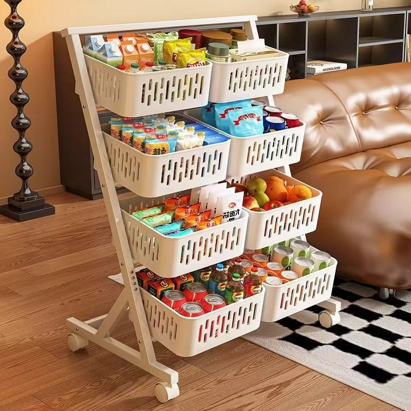 厨房置物架果蔬落地多层菜篮子收纳多功能家用零食小推车蔬菜架子