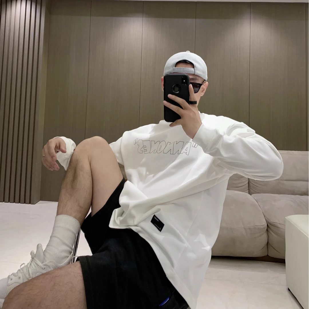 『JYEPRINCE 李素景』425克重磅男套头卫衣刺绣字母落肩运动上衣