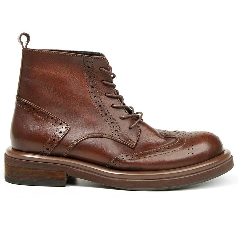 复古马皮工装短靴2025春秋复古军事线马丁靴男真皮高帮皮鞋英伦风